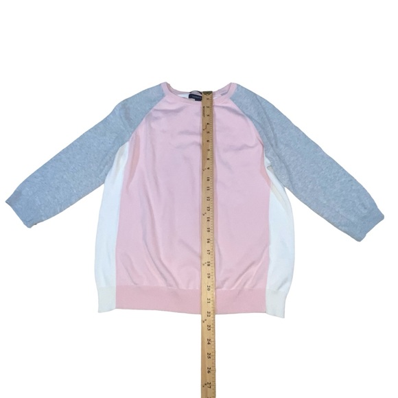 Lands’ End Pink Gray White Raglan Lightweight Knit Top - Women’s Medium 10-12 - Picture 3 of 10